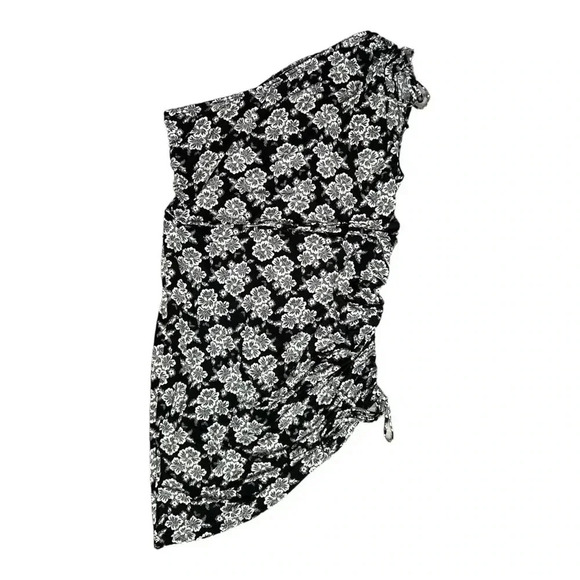 LANE BRYANT Floral One-Shoulder Bodycon Dress sz 26/28 Black & Ivory Jersey Knit - Picture 3 of 8